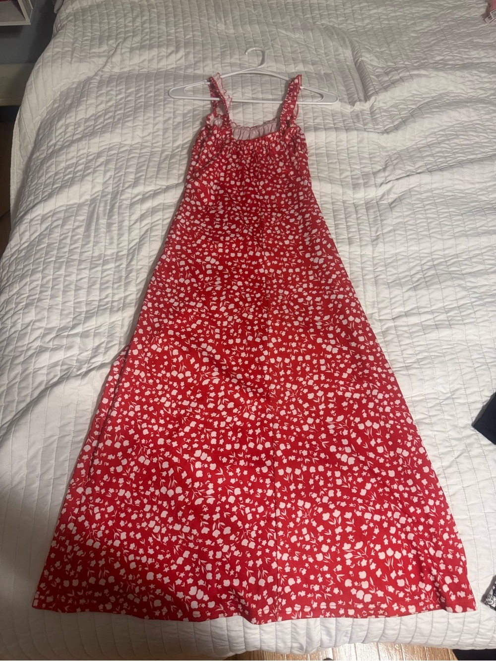 Commense Red Floral Midi Dress